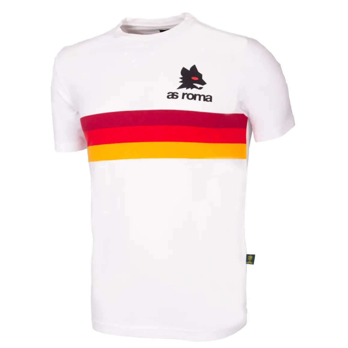 AS Roma retro striped T-shirt and Lupetto logo, Adult, White Shop
