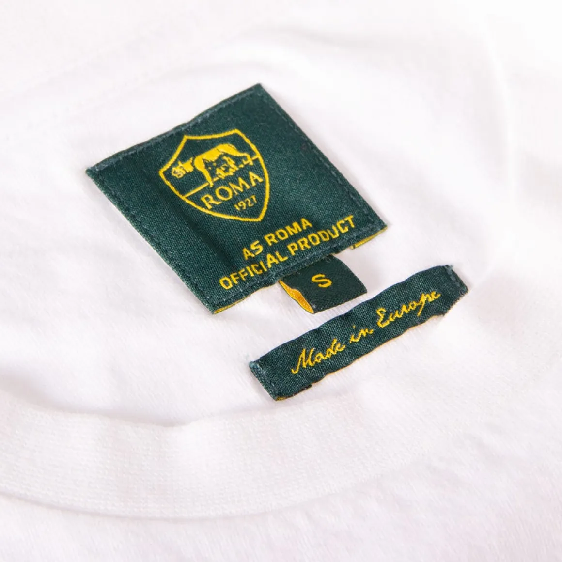 AS Roma retro striped T-shirt and Lupetto logo, Adult, White Shop