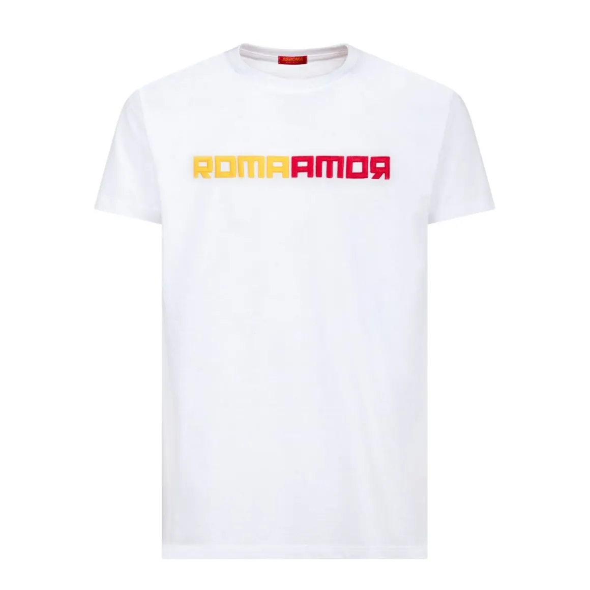 AS Roma T-shirt embroidered logo ROMAMOR, Adult, White Outlet