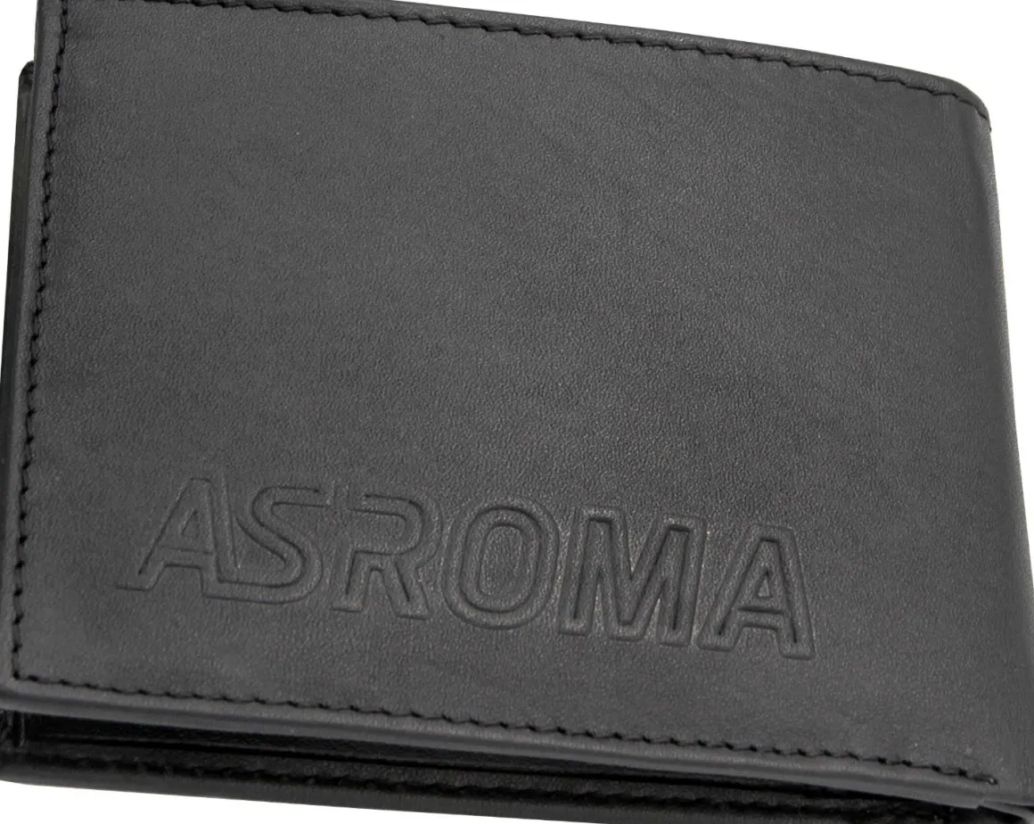 AS Roma ASR classic genuine leather wallet, Men, Black Cheap