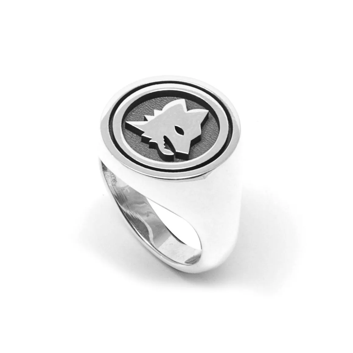 AS Roma Signet Ring X Nove25 Round Lupa Seal, Unisex, Sterling Silver Shop