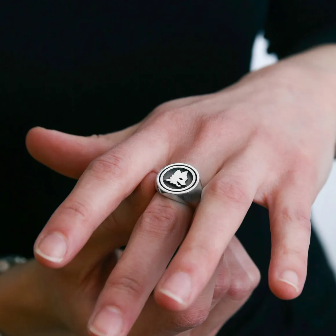 AS Roma Signet Ring X Nove25 Round Lupa Seal, Unisex, Sterling Silver Shop