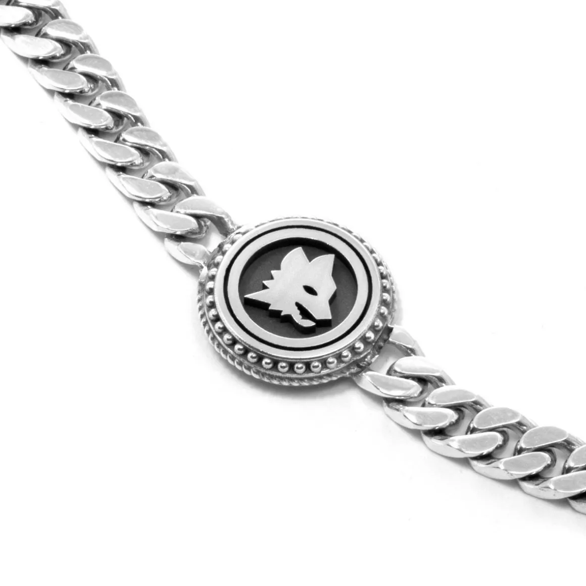 AS Roma Snake Chain Bracelet X Nove25 Lupa, Unisex, Sterling Silver New